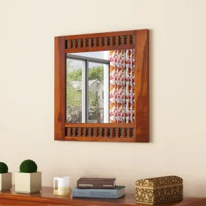 Alanis Mirror With Sheesham Wood Frame (Honey Finish) 
