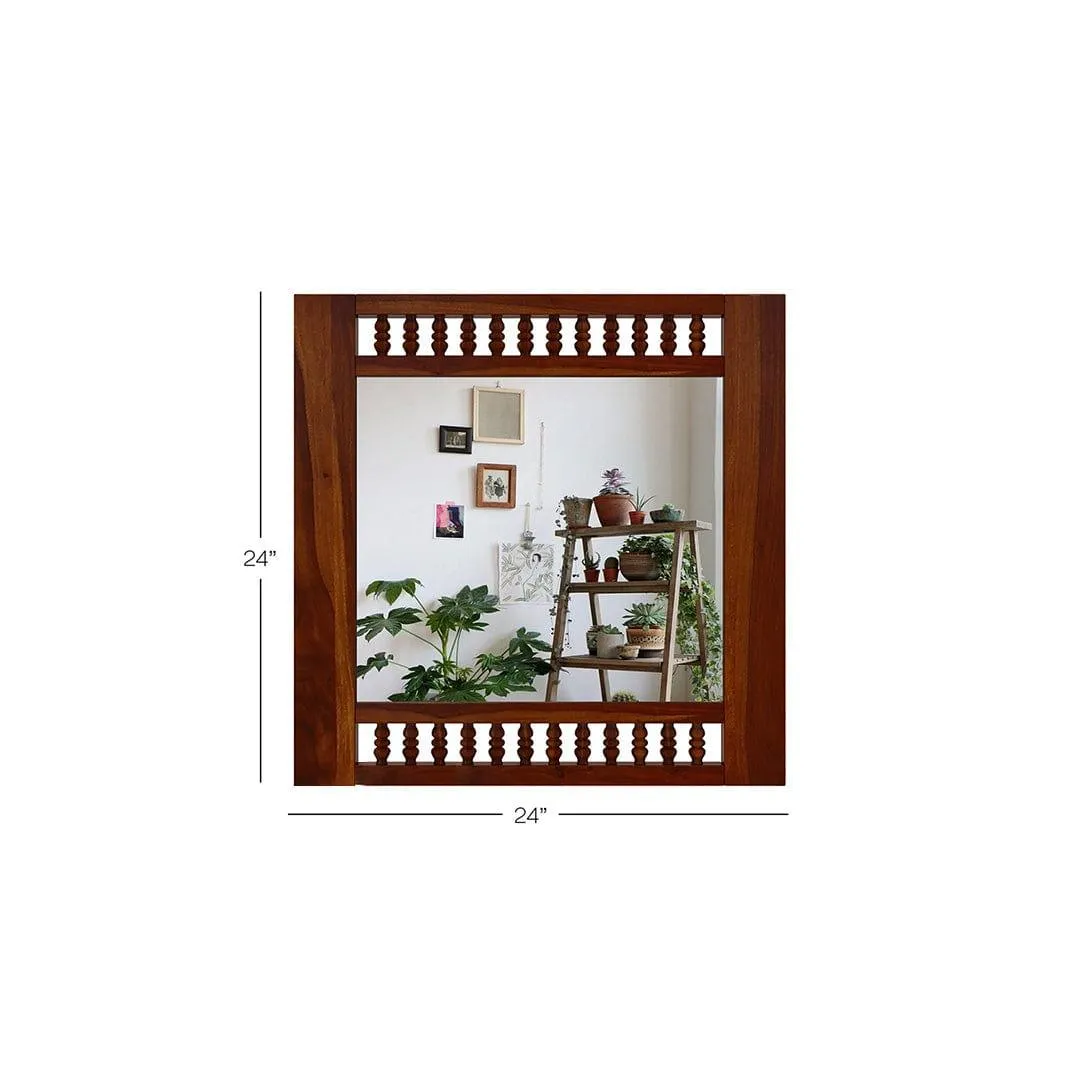 Alanis Mirror With Sheesham Wood Frame (Honey Finish)