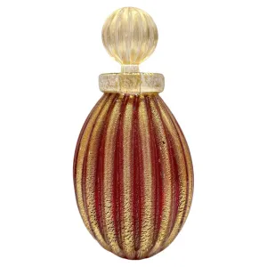Alberto Don 1970s Vintage Italian Crystal Gold Ruby Red Murano Glass Bottle 
