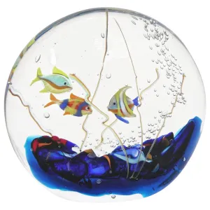 Alberto Dona 1980 Modern Blue Red Yellow Green Murano Glass Aquarium Sculpture 