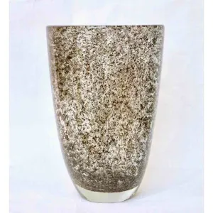 Alberto Dona Italian Crystal Murano Glass Vase with Brass Metallic Inclusion 