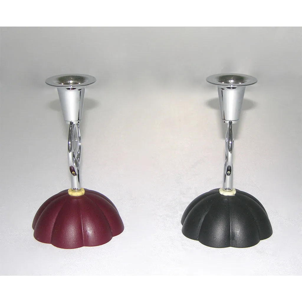Alessi Alessandro Mendini 1999 Italian Pair of Red and Blue Chrome Candlesticks