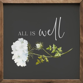 All Is Well Flower Wood Framed Print 