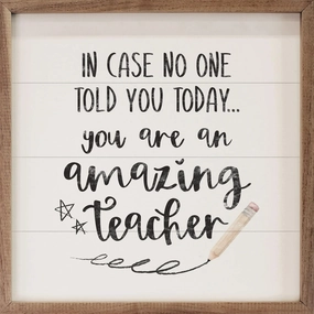 Amazing Teacher Star Pencil Wood Framed Print 