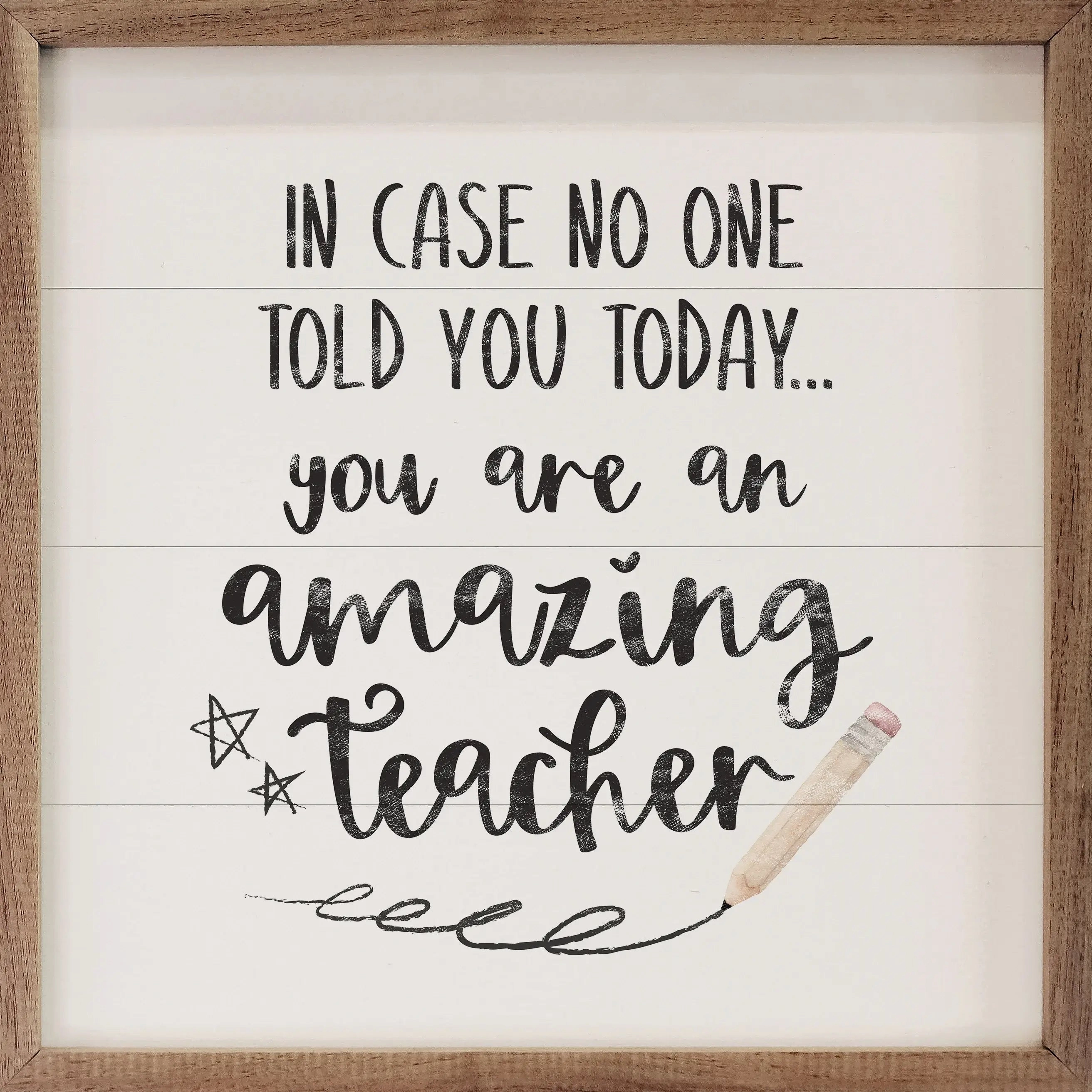 Amazing Teacher Star Pencil Wood Framed Print 