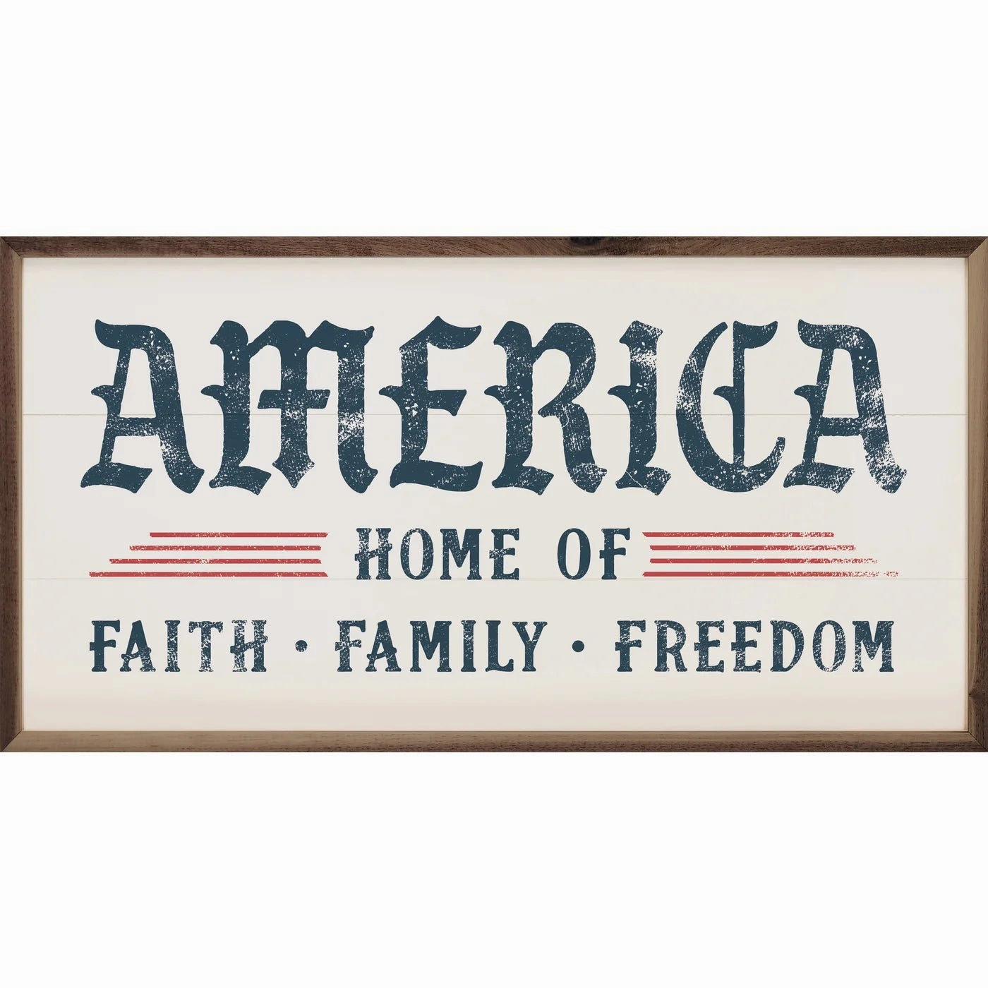 America Home Of Faith Family Freedom White Wood Framed Print 
