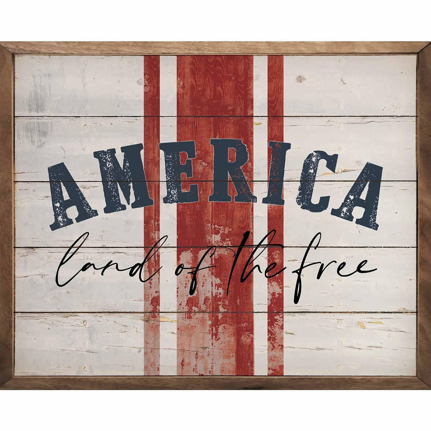 America Land Of The Free Stripes Wood Framed Print 