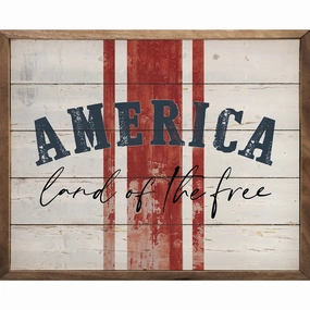 America Land Of The Free Stripes Wood Framed Print 