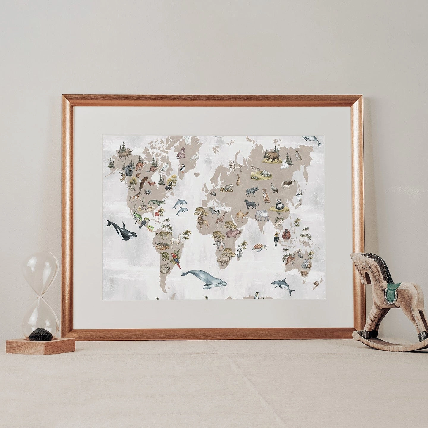 Animal World Map Wall Mural