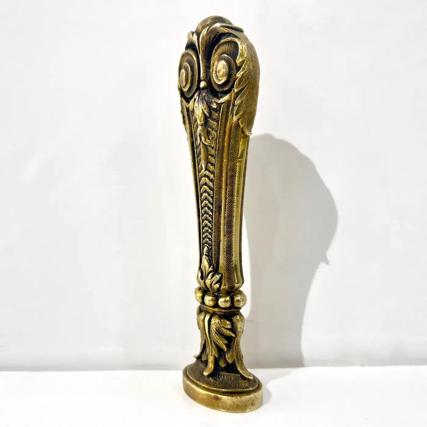 Antique French 1880s Nature Decor Cast Bronze Blank Oval Wax Seal Stamp