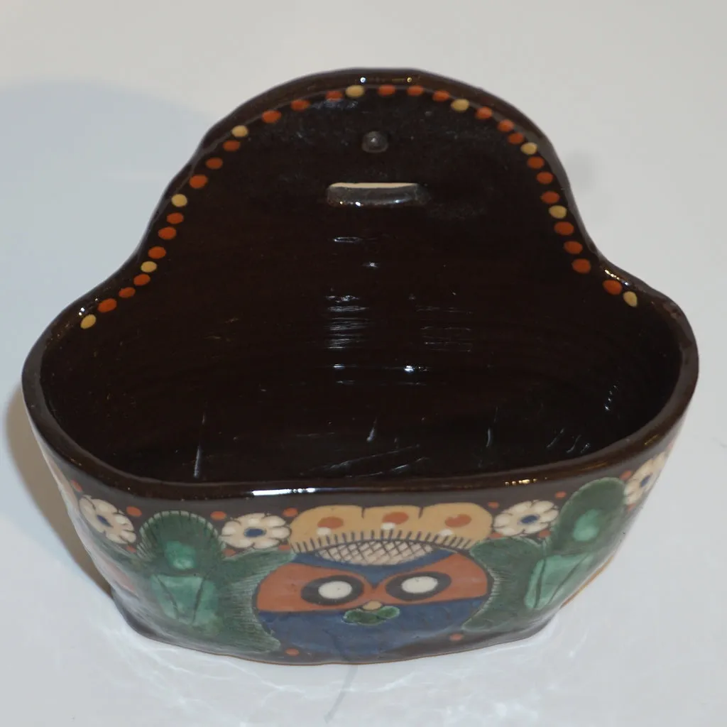 Antique Swiss Arts & Crafts Brown Green Blue Thoune Majolica Note/Match Holder