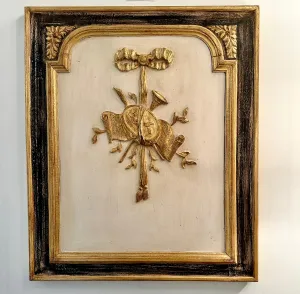 Antique Wooden Panel in Black & Gold 