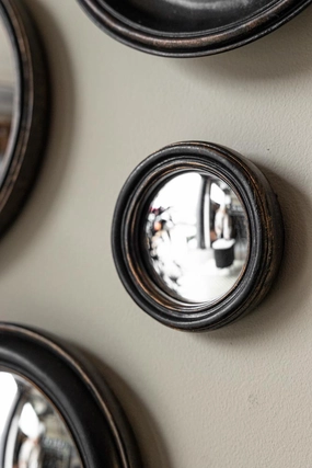 Antique Black Thin Framed Extra Small Convex Mirror 