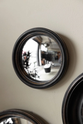 Antique Black Thin Framed Small Convex Mirror 