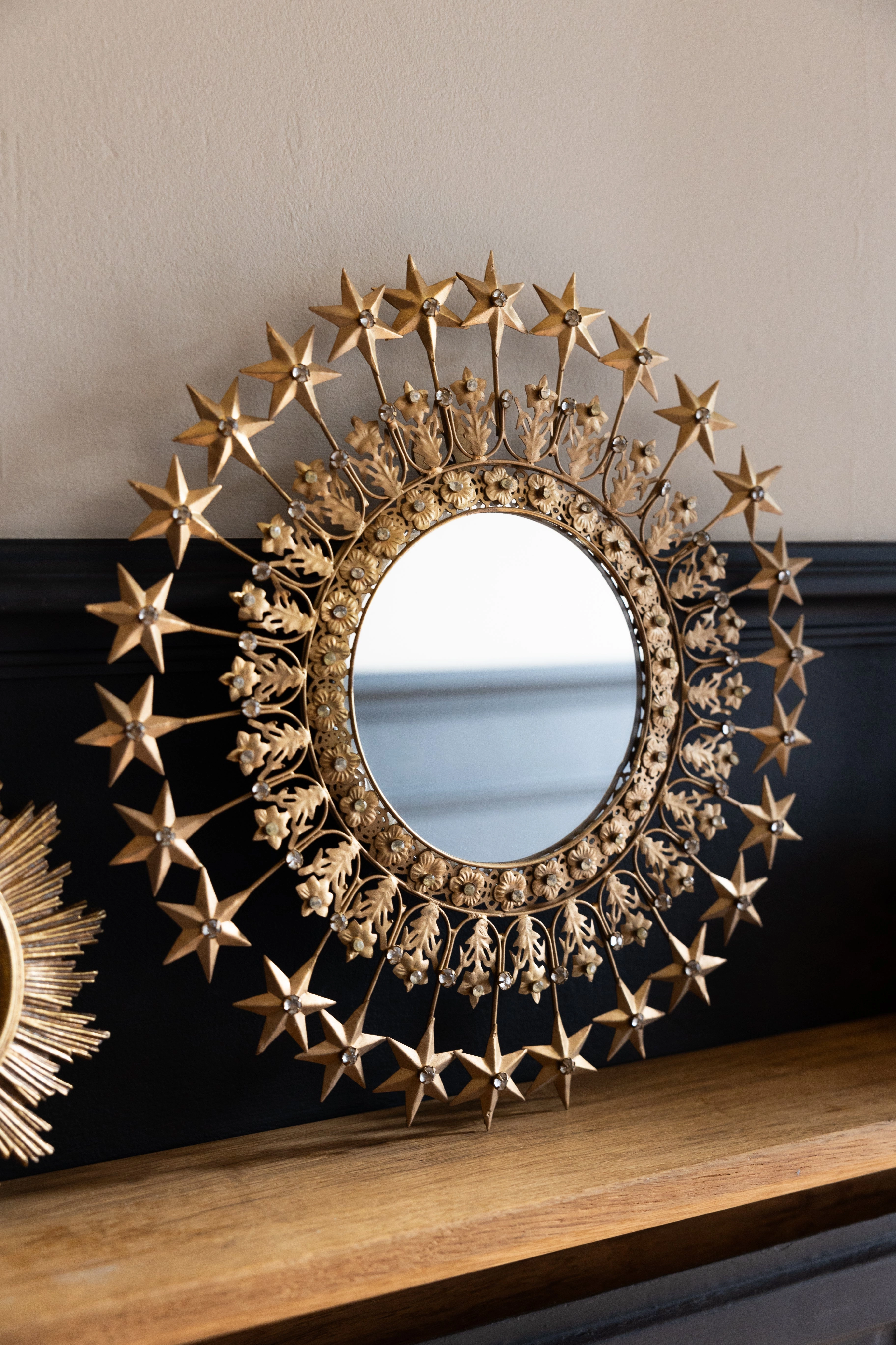 Antique Gold Jewelled Star Wall Mirror 