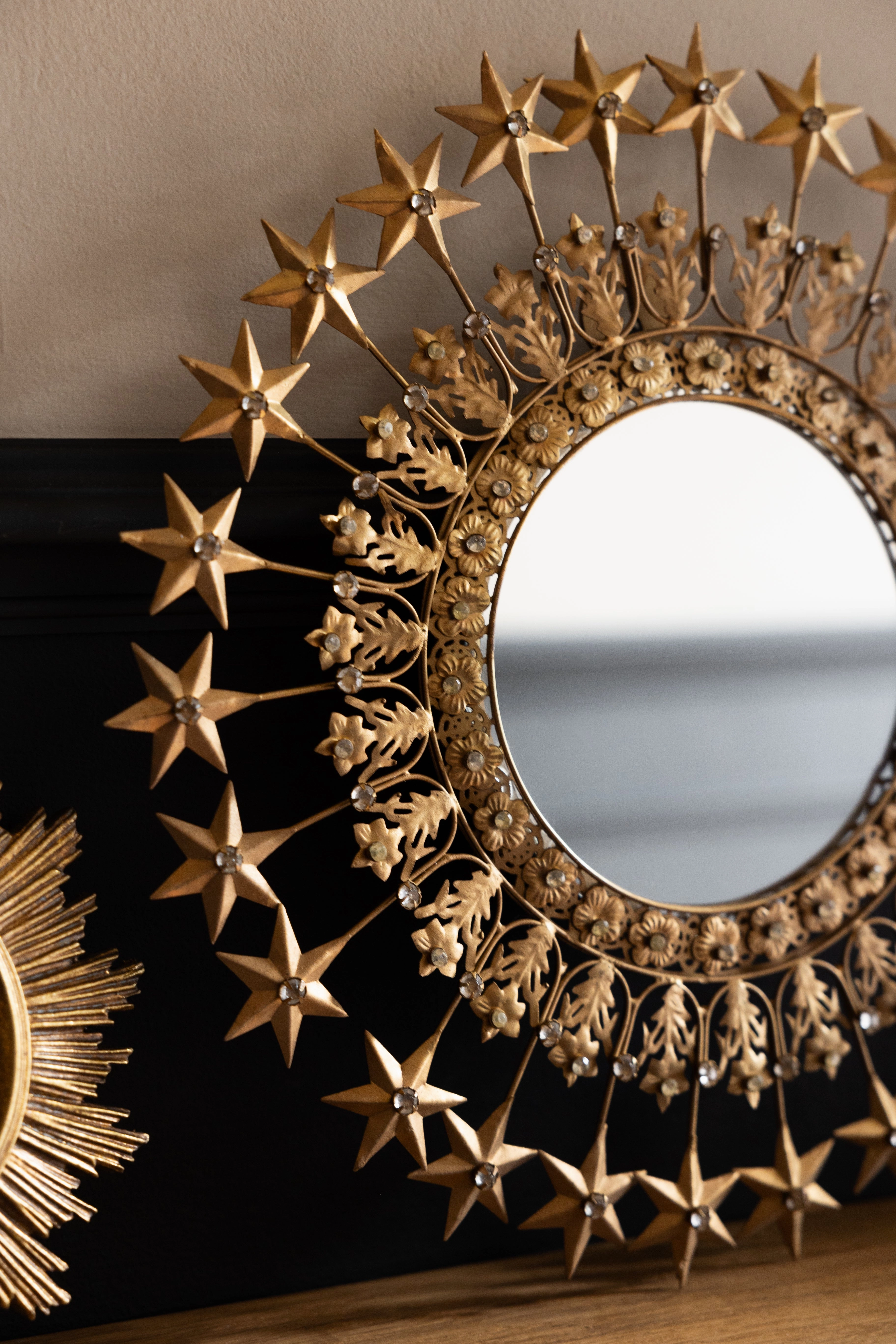 Antique Gold Jewelled Star Wall Mirror