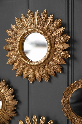 Antique Gold Ornate Leaf Small Mirror 