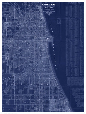 Antique Map of Chicago (blue) 