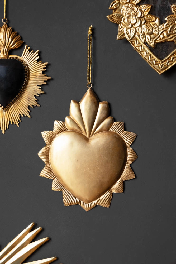 Antiqued-Style Metal Heart Hanging Decoration