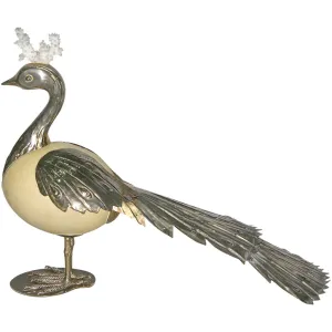 Antonio Pavia 1970s Italian Silver Plated Bird Sculpture with White Coral 