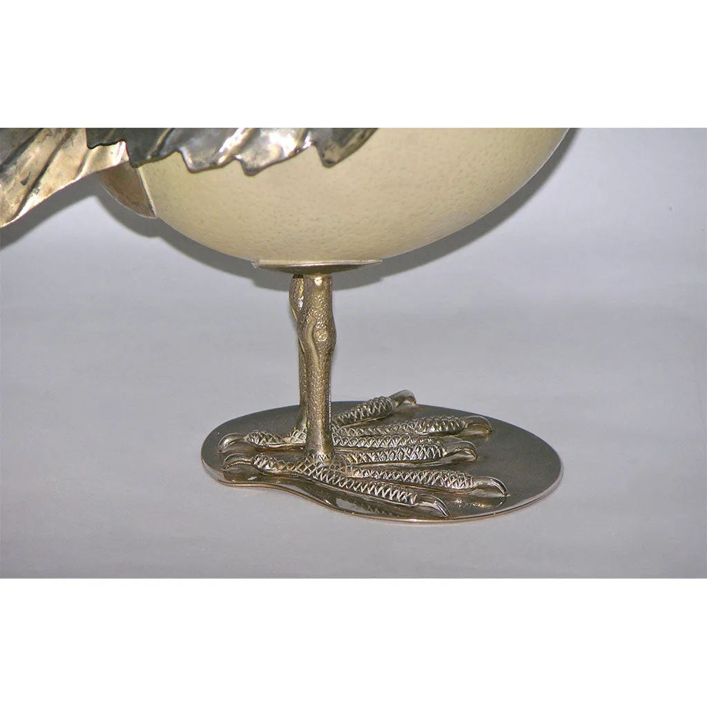Antonio Pavia 1970s Italian Silver Plated Bird Sculpture with White Coral