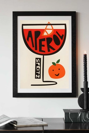 Aperol Spritz By Fox & Velvet A2 Art Print With Black Wooden Frame 