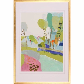 April Adventures Park View Abstract Giclee Wall Art in Gold Frame 