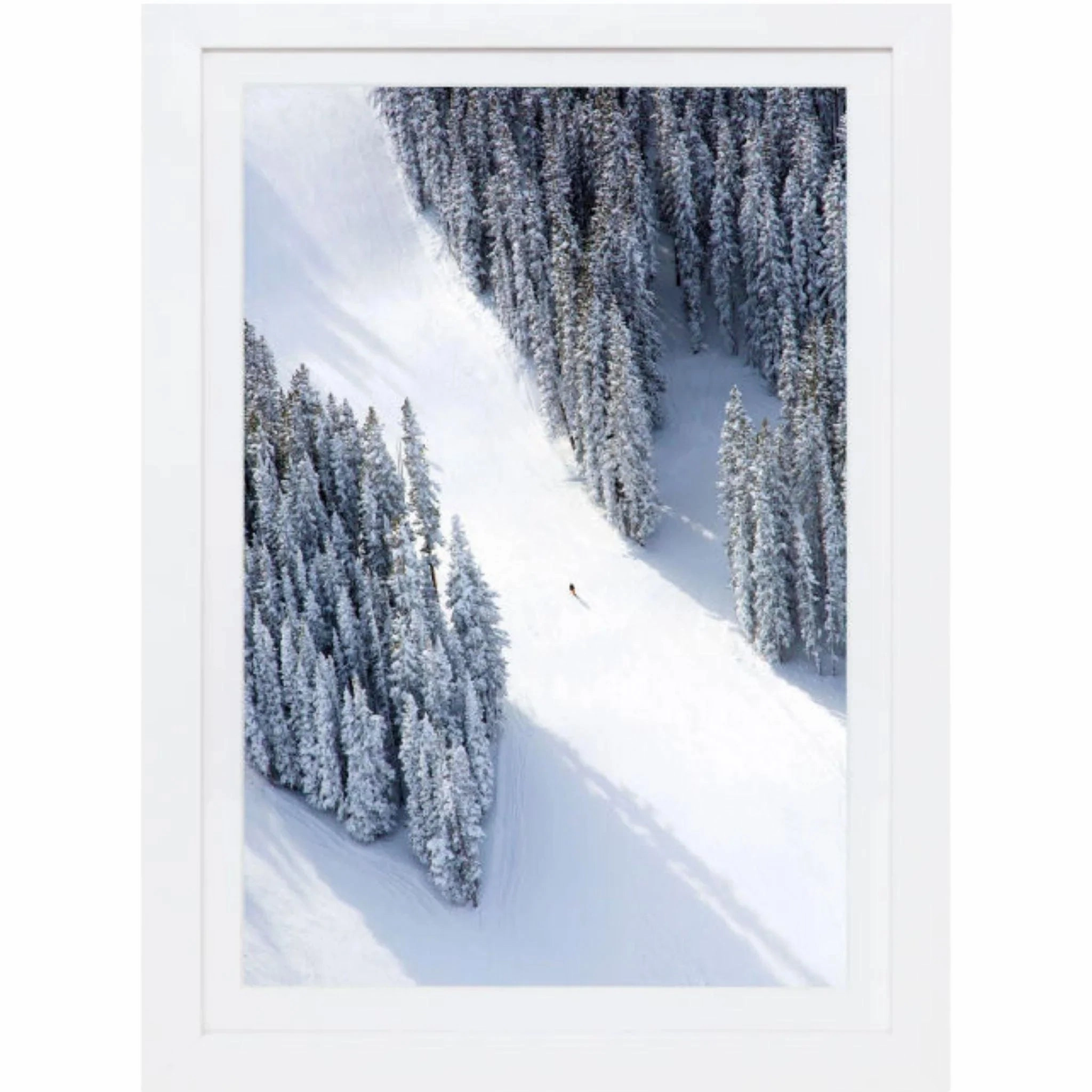 Aspen Lone Skier Mini Framed Print by Gray Malin