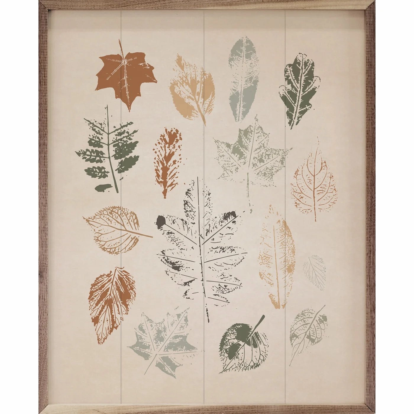 Assorted Leaves Wood Framed Print 