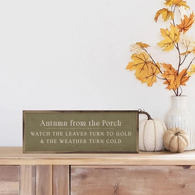 Autumn From The Porch Green Wood Framed Print 