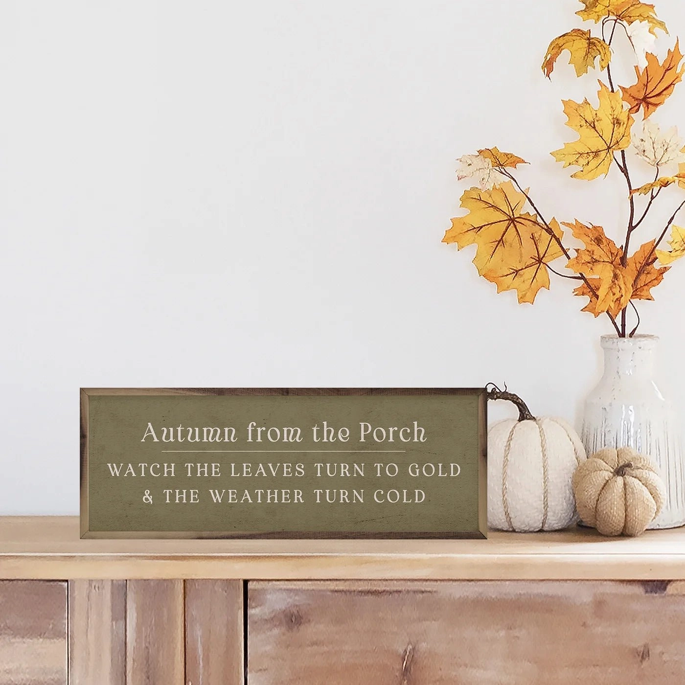 Autumn From The Porch Green Wood Framed Print 