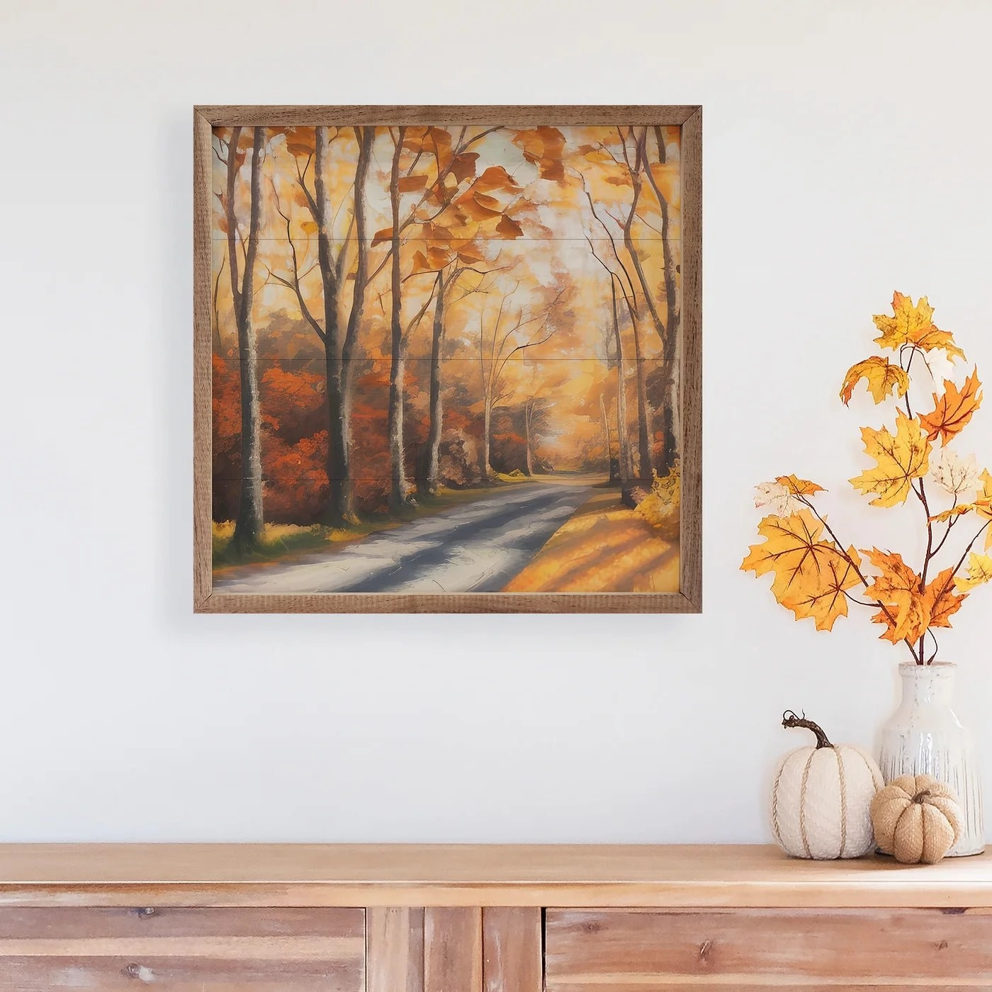 Autumn Path Wood Framed Print