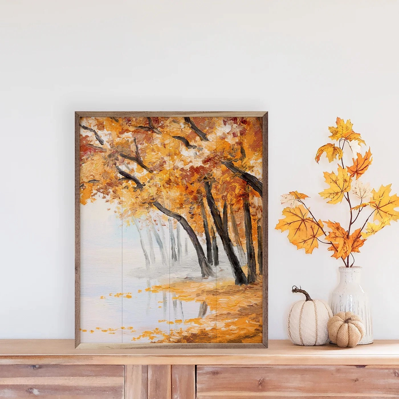Autumn Shore Wood Framed Print