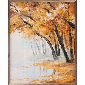 Autumn Shore Wood Framed Print 