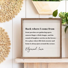 Back Where I Came From Personalized City State Wood Framed Print 