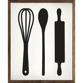 Baking Utensils Wood Framed Print 
