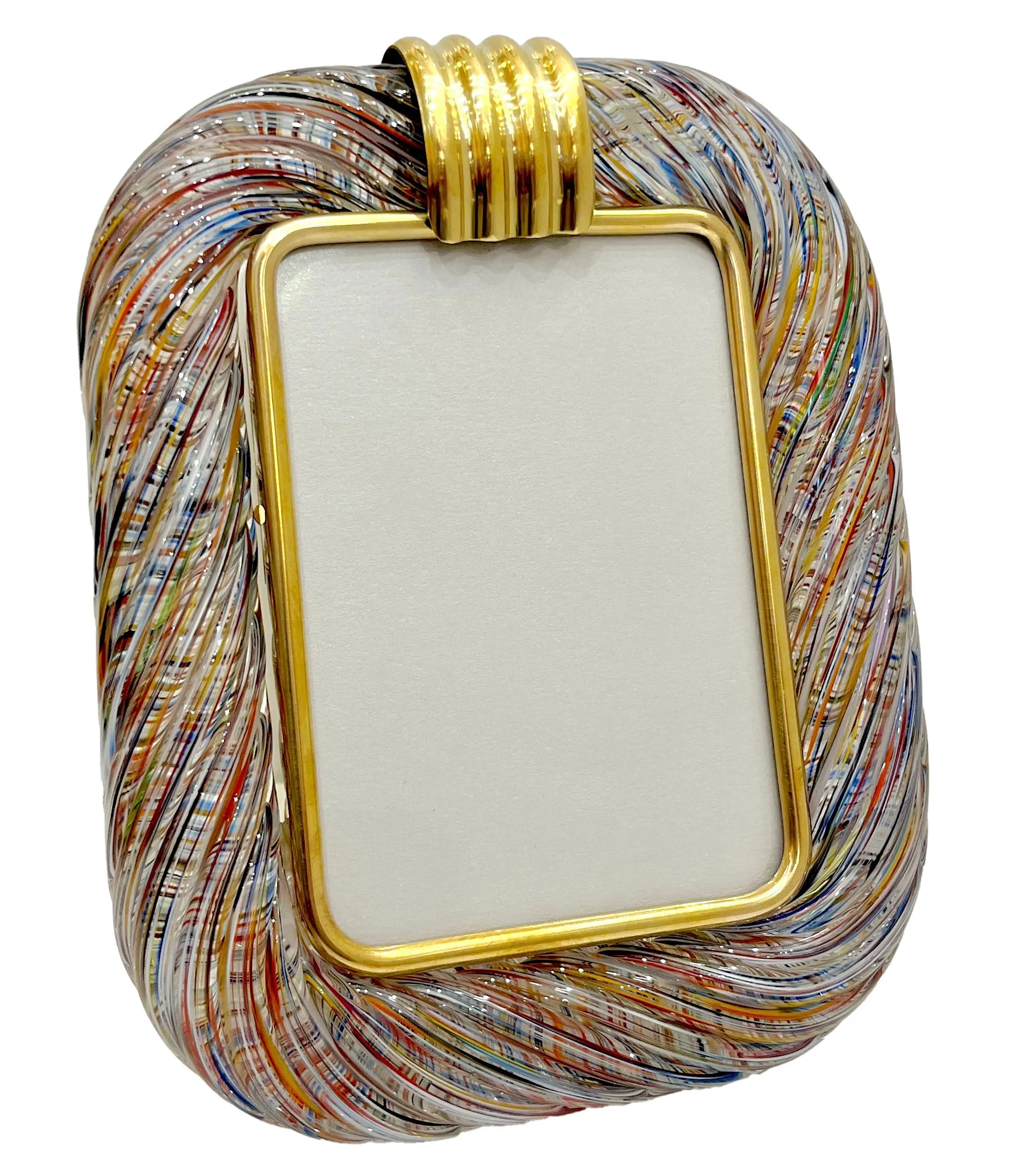 Barovier Toso 21st Century Multicolor Filigrana Murano Glass Photo Frame 