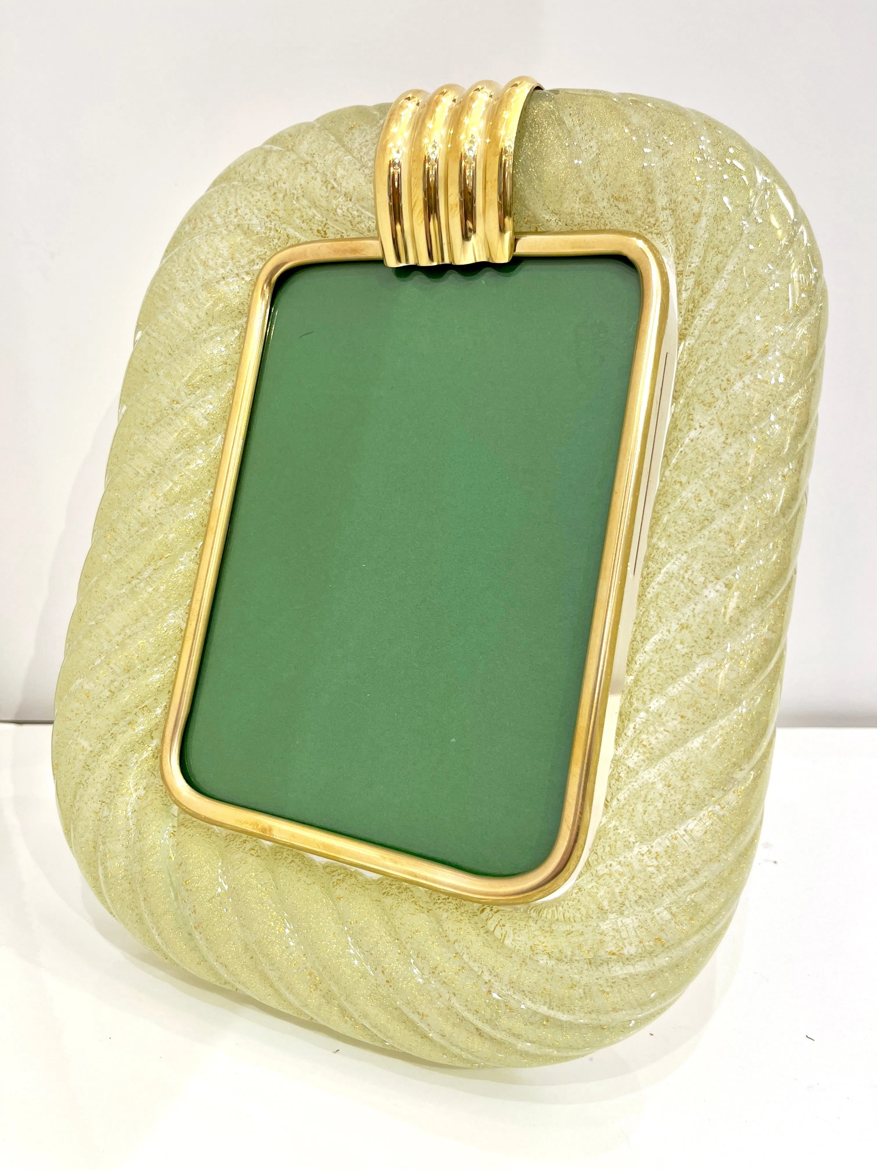 Barovier Toso Contemporary 24 Kt Gold Chartreuse Murano Glass Photo Frame