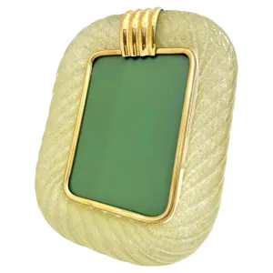 Barovier Toso Contemporary 24 Kt Gold Chartreuse Murano Glass Photo Frame 