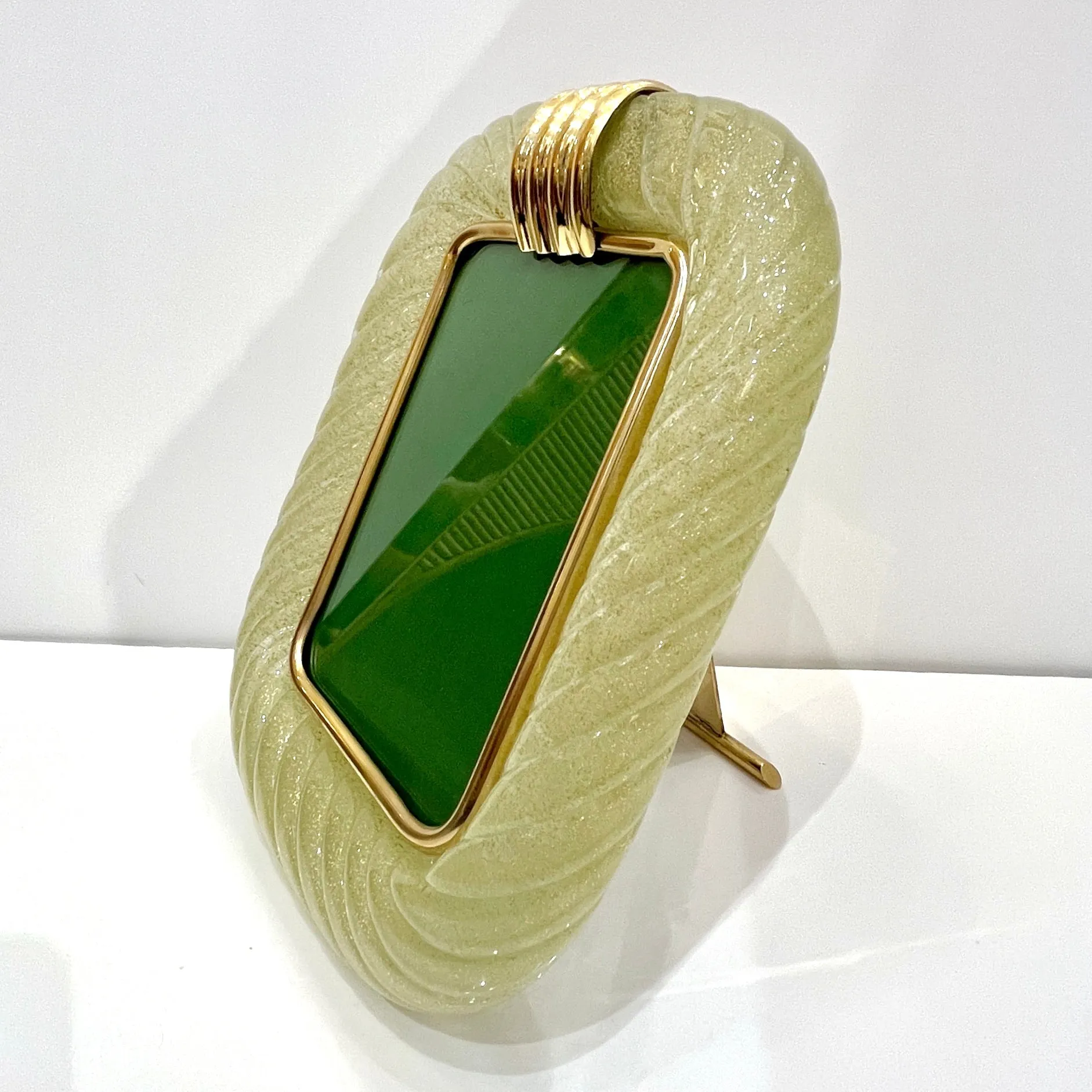 Barovier Toso Contemporary 24 Kt Gold Chartreuse Murano Glass Photo Frame