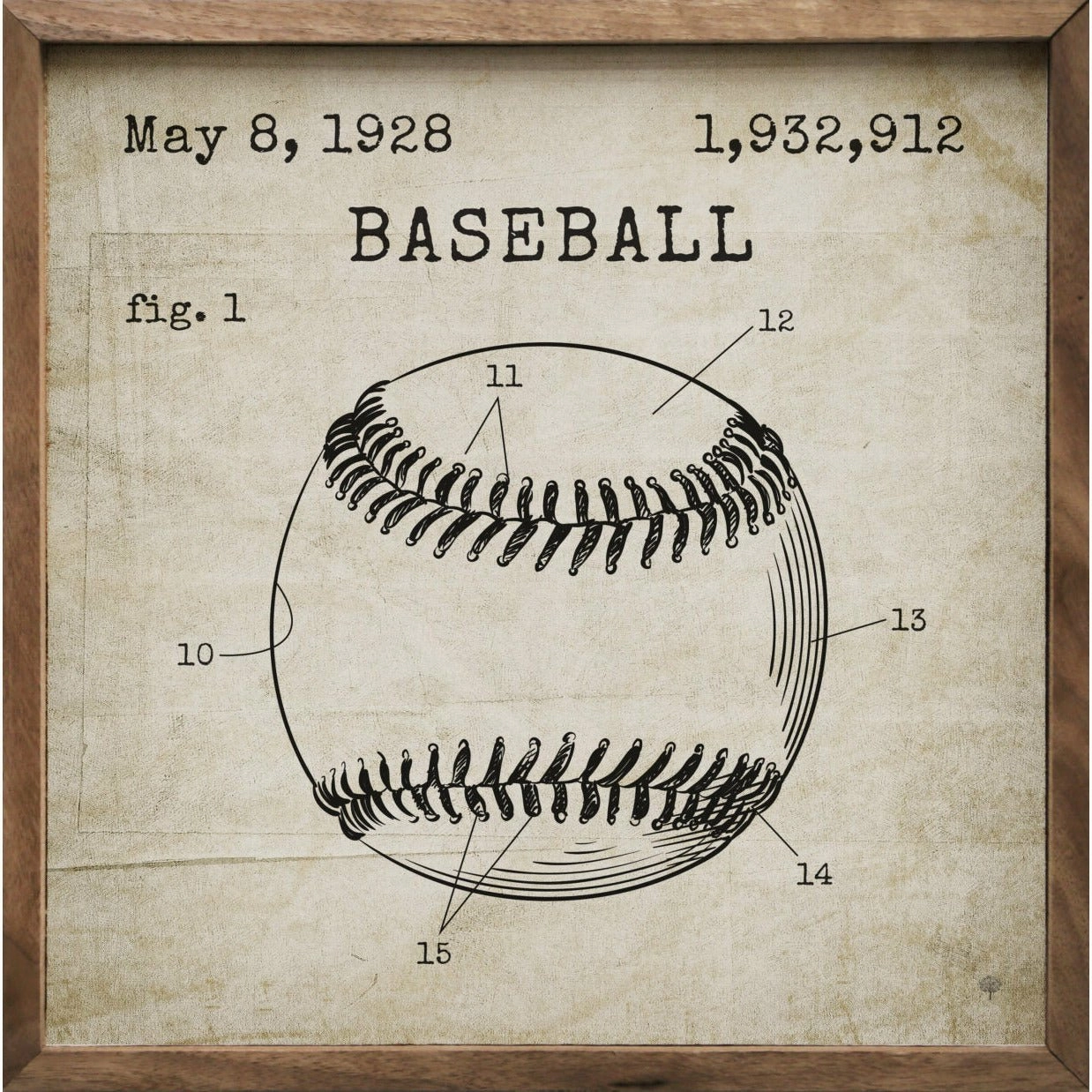 Baseball Patent Wood Framed Print 