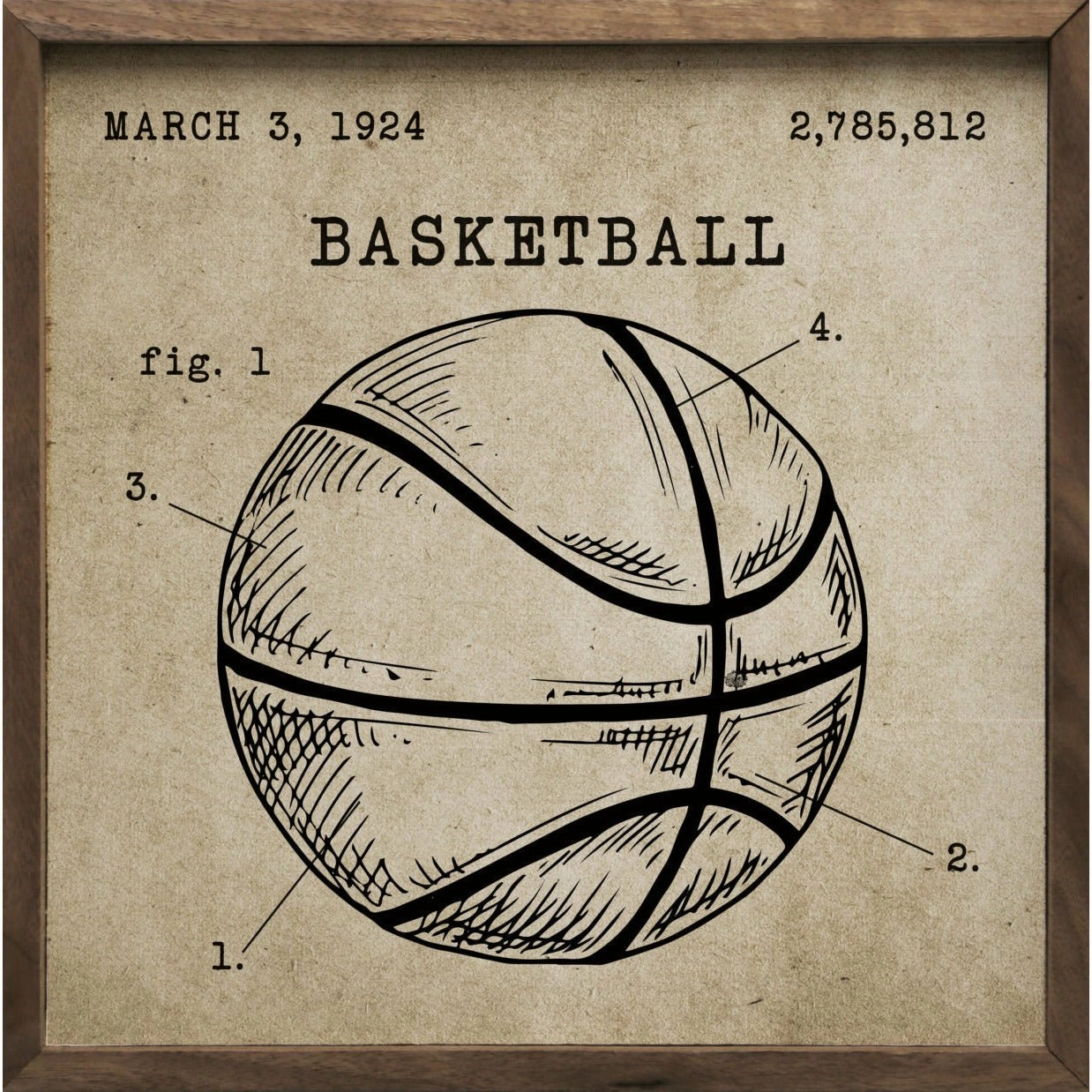 Basketball Patent Wood Framed Print 