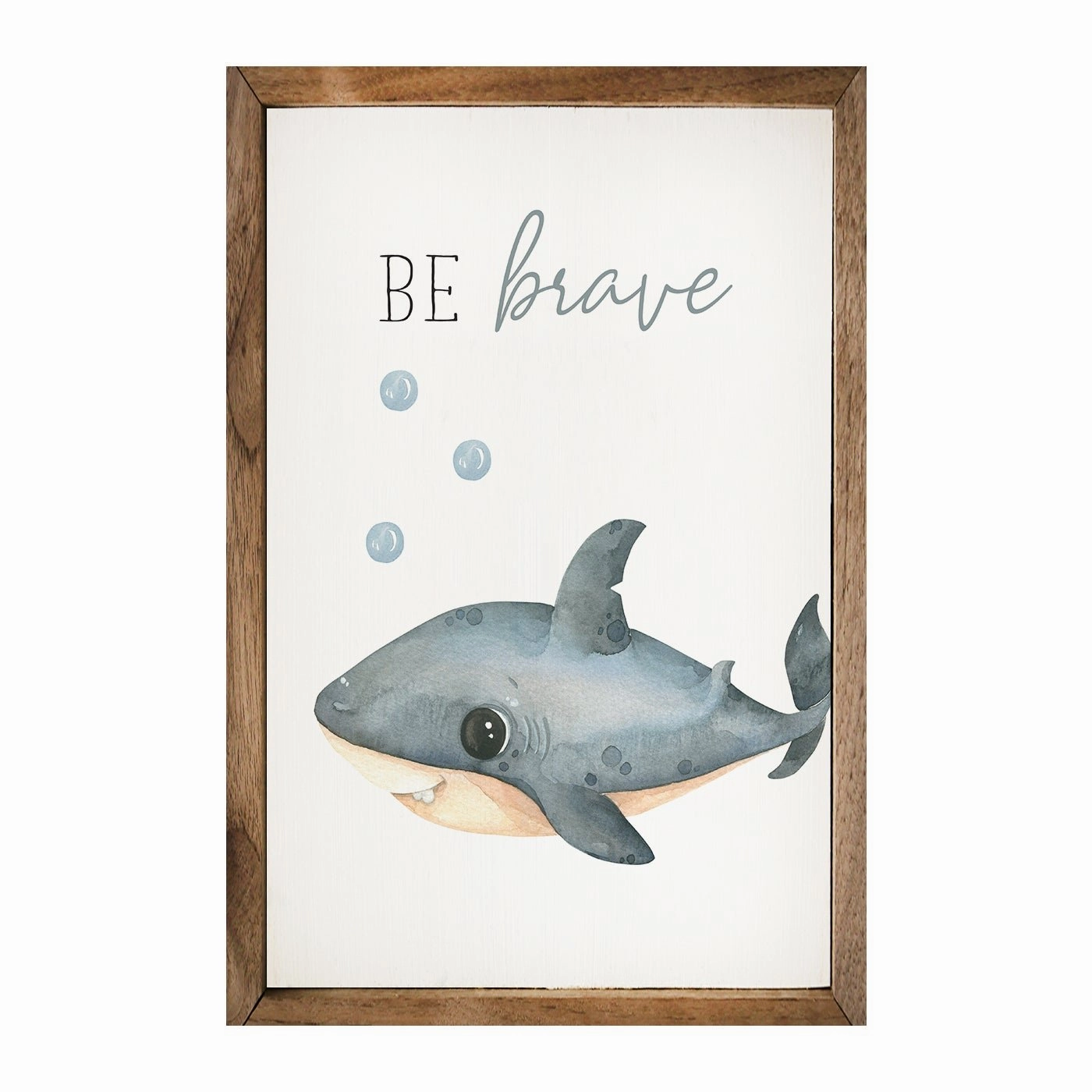 Be Brave Shark Wood Framed Print 