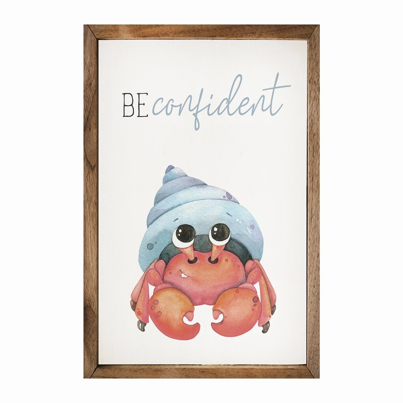 Be Confident Crab White Wood Framed Print 
