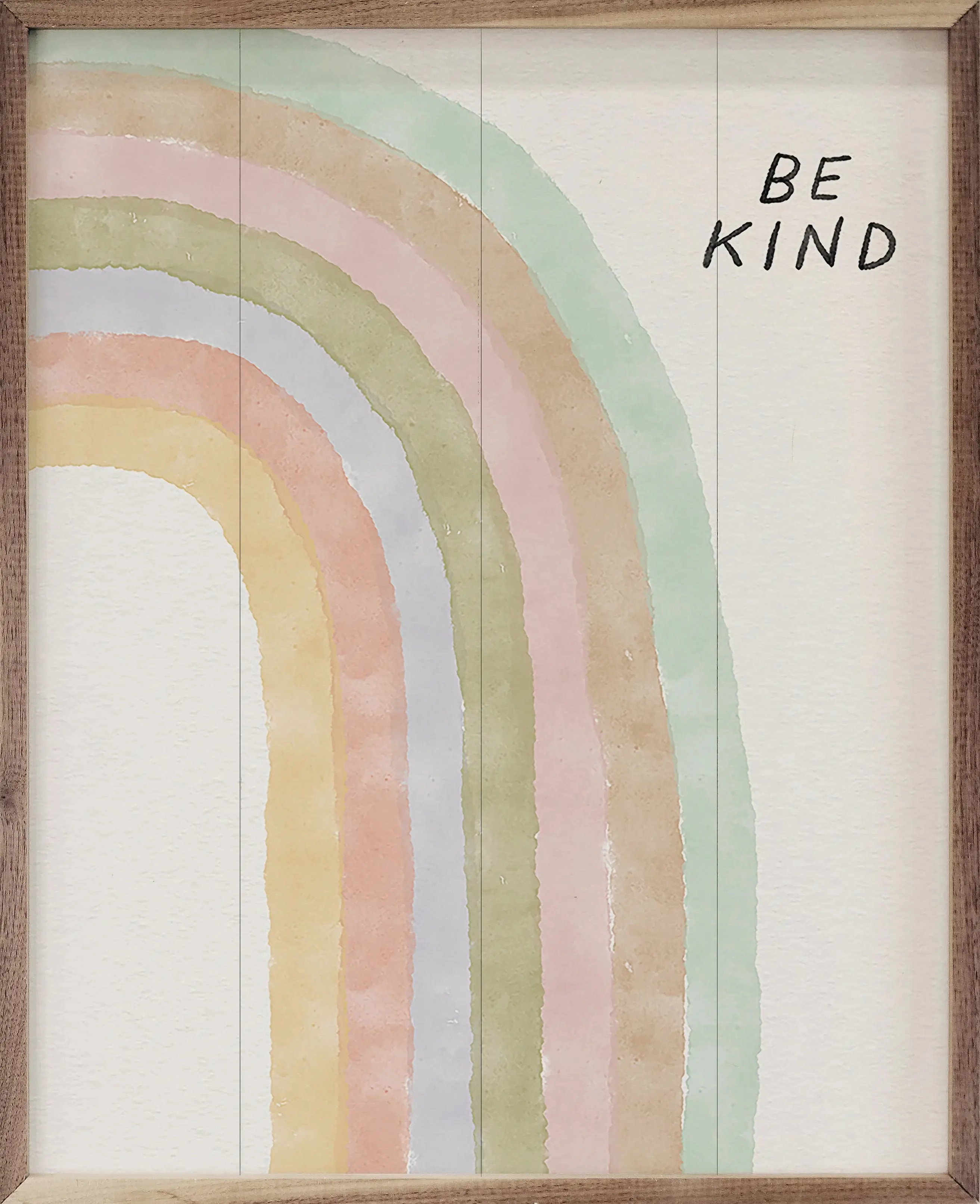 Be Kind Rainbow Wood Framed Print