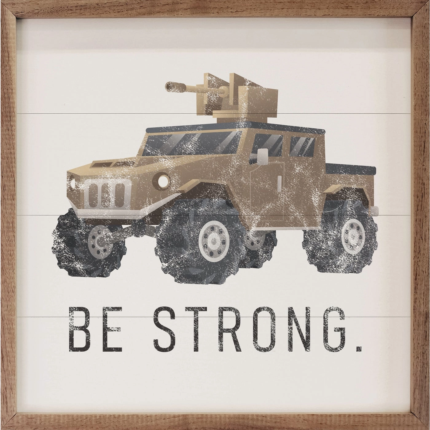 Be Strong Tank White Wood Framed Print 