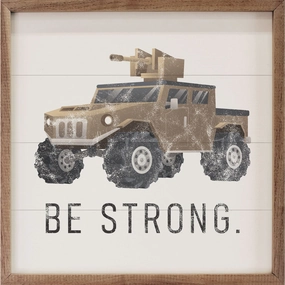 Be Strong Tank White Wood Framed Print 