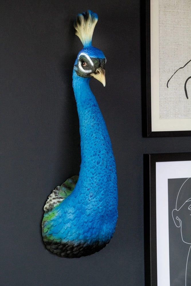 Beautiful Blue Peacock Head Wall Decoration 