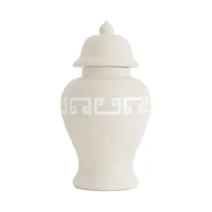 Beige Greek Key Ginger Jars 