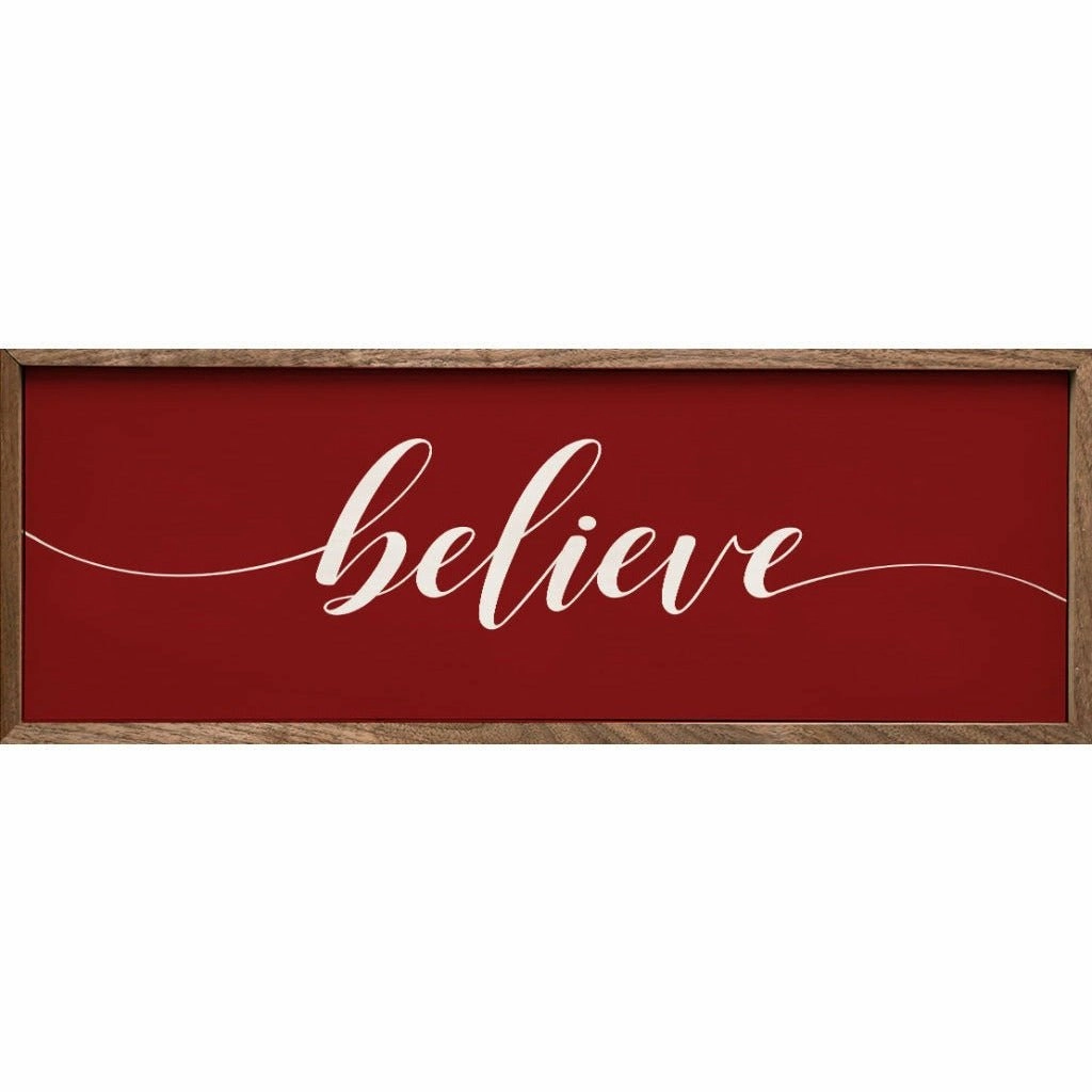 Believe Script Wood Framed Print 